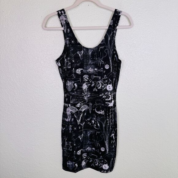 Affliction Dress Women Small Skeleton Bones Print Iggy Punk Tank Halloween NEW - Picture 4 of 7